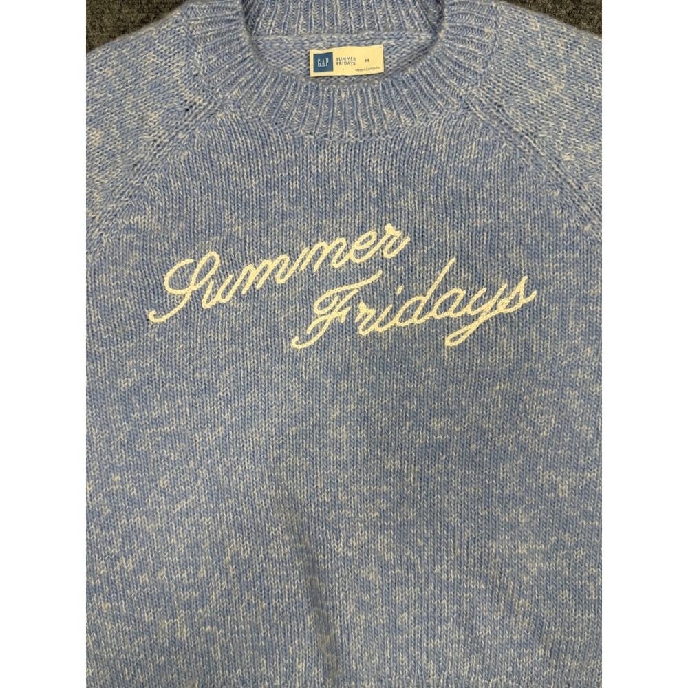 GAP x Summer Fridays Moonstone Blue Marled Knit Sweater Womens Medium 856417-00